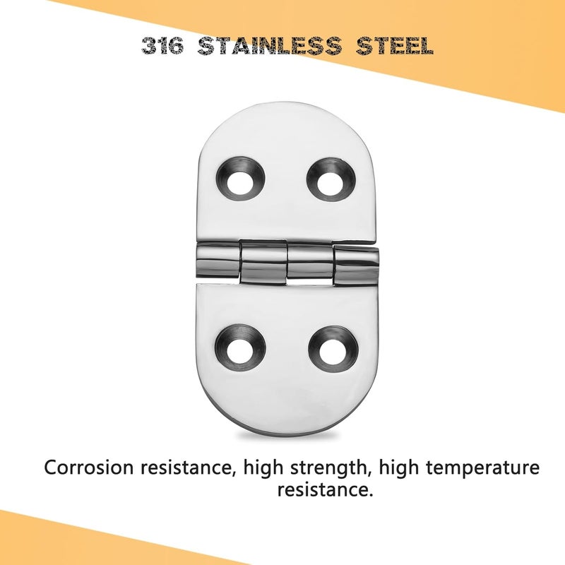 DIALESHU Heavy Duty Marine Boat Hatch Hinges, 316 Stainless Steel, 3 x 1.5-Inch Oval Hinges for Cabinet Doors with Screws (2-Pack) - Image 3